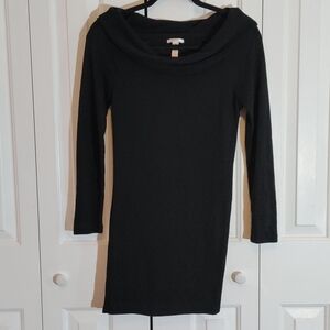 Vixen long sleeve black sweater dress or long sweater size medium micro bodycon